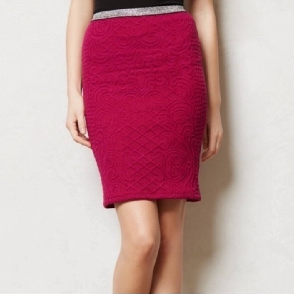 Anthropologie Moulinette Soeurs brand Magenta Knit Pencil Skirt